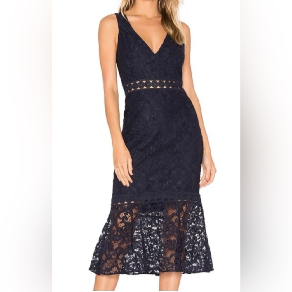 Bardot Navy Fiona Trumpet Dress